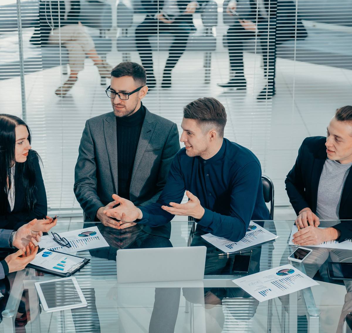 Local business team meeting around a table